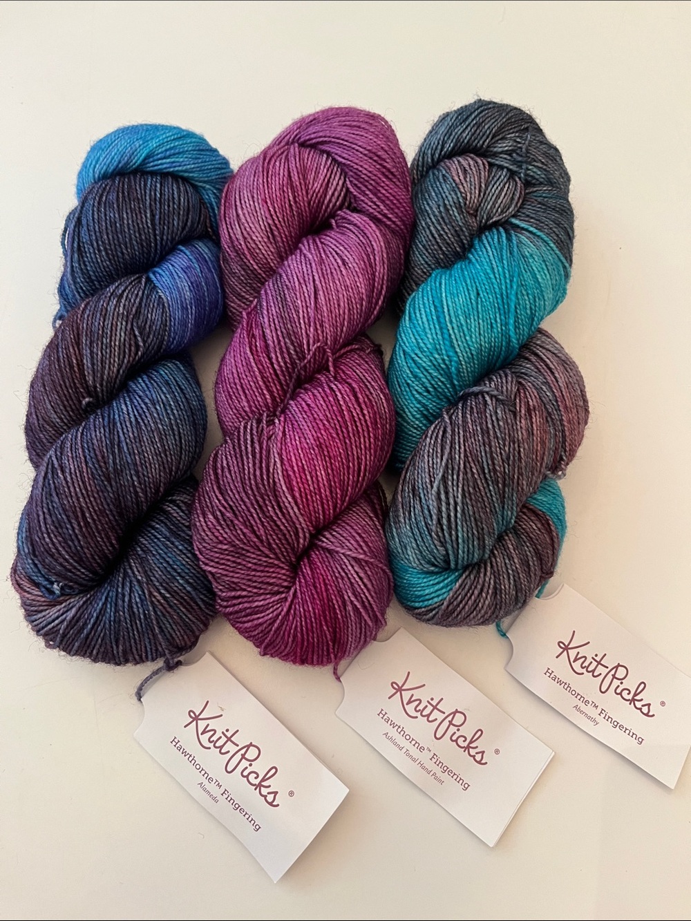 Knit Picks Hawthorne Yarn Lot of 3, Superwash Fine Highland Wool, 1 weight